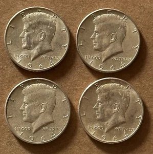 4 1964 Kennedy Half Dollars 90% Silver - Picture 1 of 2