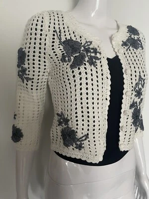 Cárdigan blanco bordado INC International Concepts para mujer talla S Foto 1 de 4