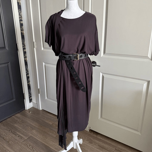 Abito T Shirt Midi Acne Studios Nero Drappeggiato Manica Corta Taglia S