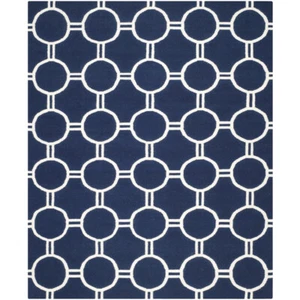 SAFAVIEH Dhurries DHU636D Handwoven Navy / Ivory Rug - Picture 1 of 21