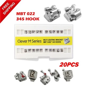 Dental Orthodontic Brackets Self Ligating Metal Brace MBT Slot 022 345 Hooks 5-5 - Picture 1 of 20