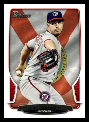 GIO GONZALEZ ⚾ 2013 Bowman Hometown Parallel #38 Washington Nationals - Image 1 of 2
