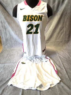 NDSU North Dakota State Bison NIKE Basketball GU Jersey Shorts #21 White & pink - Image 1 of 4