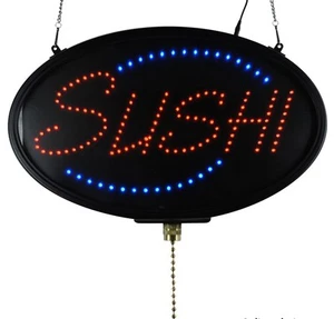 Letrero LED ultra brillante sushi luz de pantalla ovalada grande 23"" x 14"" uso en interiores - Imagen 1 de 1