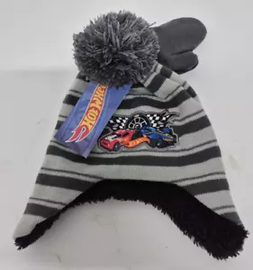 Hot Wheels Mattel Tejido Invierno Sombrero Trapper Pom Gorro y Mitones Conjunto - Imagen 1 de 6