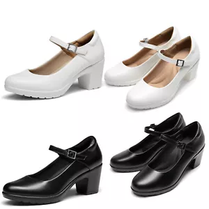 Women Mary Jane Pump Low Chunky Heel Round Toe Comfort Pump Shoes Dress Shoes - Picture 1 of 30