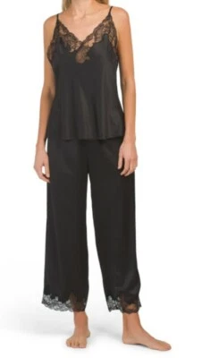 Новый с Ярлыками NATORI женщин XS плюма Cami укороченный кружевной отделки пижамы комплект черный $190 - Изображение 1 из 4