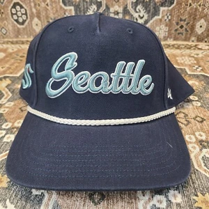 Cappello Seattle Kraken Snapback 47 marca NHL denim corda blu navy berretto - Foto 1 di 8