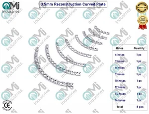 Placa Curvada de Reconstrucción (3,5 mm) Juego de 8 piezas Instrumento Quirúrgico Veterinario - Imagen 1 de 5