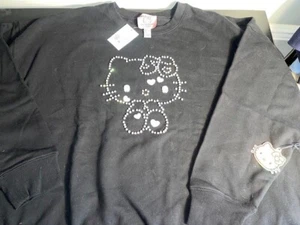 Black long sleeve hoddie sweatshirt Hello Kitty design in rhinestones Size 4 XL - Picture 1 of 3