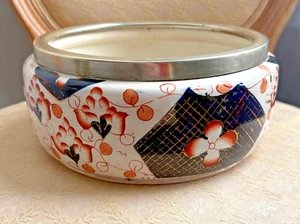 Antique English Imari Centerpiece Bowl Royal Crown Derby Silver-Plated Ceramic - Picture 1 of 7