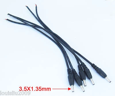 6pcs 25cm 3.5x1.35mm 3.5*1.35 DC Power Plug Male Connector Cable Pigtail Wire - Image 1 of 4