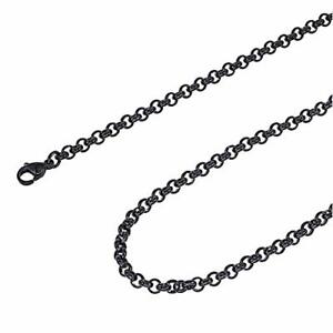 24" Stainless steel Solid Black Round Rolo box pearl Necklace Chain Link