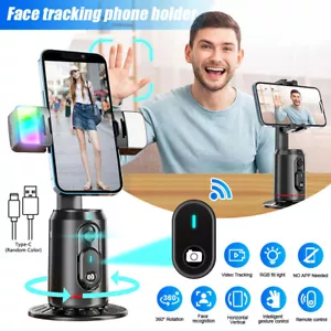 360° Auto Face Tracking Gimbal AI Smart Selfie Stick Streaming Phone Holder Dock - Picture 1 of 16
