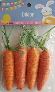Zanahorias de Pascua Happy Yute Twine 3""H x 5""W x 1""D más paja verde, 4/Piezas - Imagen 1 de 1