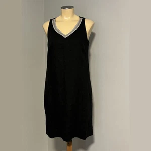 TOMMY BAHAMA ~ Embellished V-Neck Linen Shift DRESS w/Pockets BLACK XS NWT - Picture 1 of 5