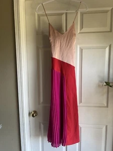 Vestido plisado para mujer CUSHNIE x Target rosa/rojo talla 6 bloque de color - Imagen 1 de 15