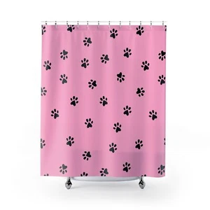 Pink Cat Paws Shower Curtains - Picture 1 of 5