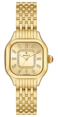 Michele Meggie Gold-Plated Diamonds Square Gold Dial Womens Watch MWW33B000013 - Image 1 of 3