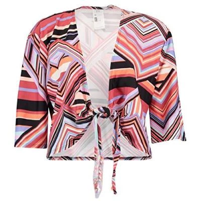 O'Neill Ladies LW Festi Stripe Wrap Top Cover Up Cardigan, White / Red, S - Изображение 1 из 2