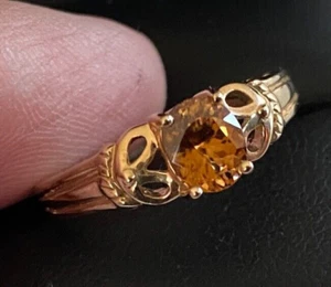 SUPERB 9CT GOLD  MANDARIN CITRINE RING SIZE Q - Picture 1 of 8