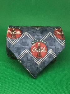 Coca Cola Seidenkrawatte Coca Cola Krawatte blau und rot 3 3/4" × 56"  - Bild 1 von 2
