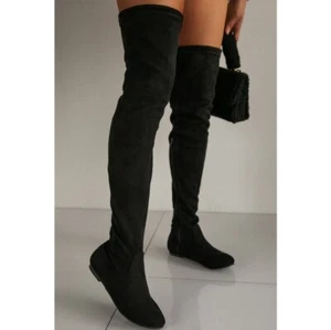𝙇𝙖𝙨𝙩 6, 7.5, 8, 9 & 10🖤Over The Knee Thigh High Back Suede Boot SARAH SIAH - Picture 1 of 13
