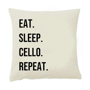 Cellist Kissenbezug lustig 50 cm quadratisch beige Cello essen schlafen Geschenk Musik - Bild 1 von 4
