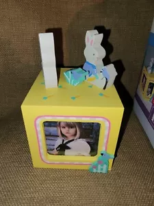 Vintage Easter Bunny Photo Frame Cube, Yellow, Blue, Pink, White, New In Box - Picture 1 of 9