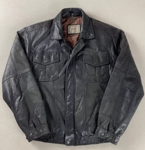 Vintage Levi’s Western Leather Faded Black Trucker Zip Jacket Mens MEDIUM TALL - Picture 1 of 23