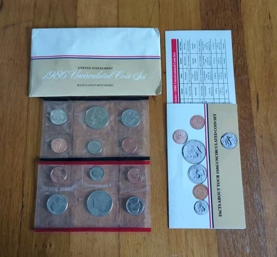 NEW 1986 United States Mint Uncirculated D & P Coin Set US w/ Envelope - Image 1 of 2