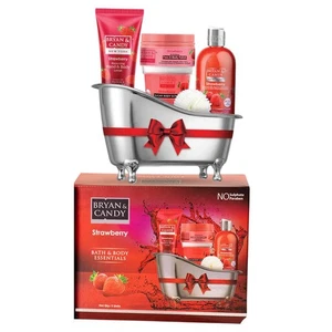 Strawberry Bath Tub Spa Kit pH5.5 Skin Friendly Vegan Self Care Luxury Gift Set - Picture 1 of 7