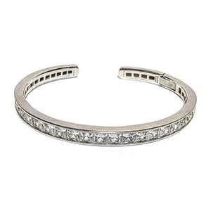 FE Sterling Silber CZ Zirkonia Manschette Scharnier Armband 925 6,5 22grm - Bild 1 von 6