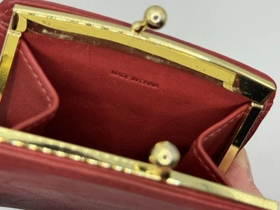 Monedero Kisslock vintage Coach con marco de cuero rojo Foto 1 de 4