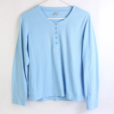 Top de pijama para mujer Adonna azul claro mezcla de algodón Henley talla pequeña Foto 1 de 4