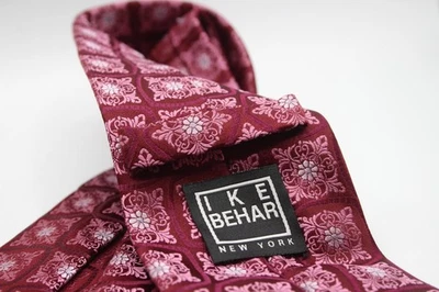 Corbata de seda Ike Behar granate diseño victoriano a medida en China estilo clásico Foto 1 de 4