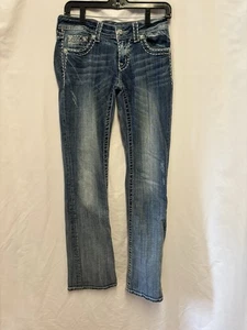 Pantalones de mezclilla para mujer Miss Me JP5437B4 talla 28 corte boot tiro bajo azul brillante occidental Y2K - Imagen 1 de 8