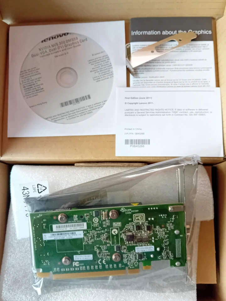 Lenovo NVIDIA NVS 300 DMS59 Dual VGA DVI Graphics Card 0A36528 Software Manual - Image 1 of 4