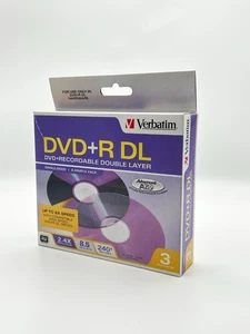 Verbatim DVD+R DL 8.5GB 2.4x 3 Pack – Blank Double Layer Discs (Sealed) - Picture 1 of 4