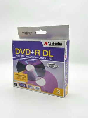 Verbatim DVD+R DL 8.5GB 2.4x 3 Pack – Blank Double Layer Discs (Sealed) - Image 1 of 4