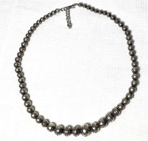 Navajo Beaded Necklace, Sterling - Picture 1 of 9