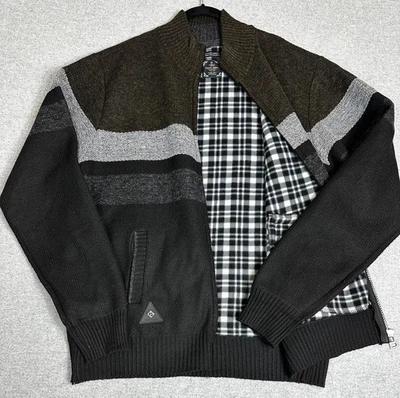 Point Zero Suéter Chaqueta Abrigo Para Hombre XL Negro Gris Cremallera Completa Forrado de Vellón Semi Ajuste Foto 1 de 4