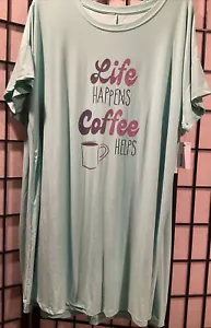 NEU Sonoma Damen Übergröße 2X Nachthemd Nachtwäsche Life Happens Kaffee hilft - Bild 1 von 4