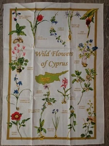 Wild Flowers of Cyprus Clematis Tulipa Capparis Paeonia Phlomis Tea Towel - Picture 1 of 1