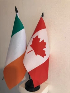 IRELAND AND CANADA TABLE FLAG TWIN SET 9X6" 22.5cm x 15cm - Picture 1 of 1