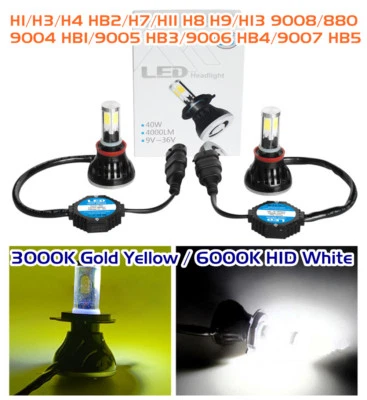 G5 80W 7600LM 3000K 6000K H1 H3 H4 H7 H11 H13 9005 9006 880 LED Headlight Bulbs - Image 1 of 4