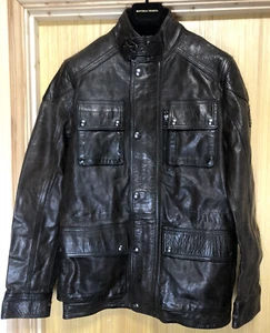 Belstaff Mens Trialmaster Jacket Leather Saddle Brown S-M UK36 IT46 RRP £1,350 - Picture 1 of 24