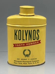 Pasta de dientes KOLYNOS completa de la década de 1940 POLVO DENTAL ESTAÑO publicidad vintage medicamento dental - Imagen 1 de 8