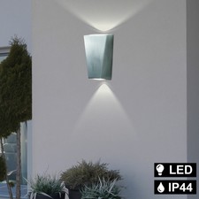 LED Außen Haus Wand Leuchte Alu silber Garten Lampe Fassaden Up & Down Strahler