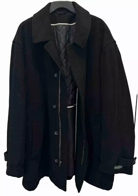 Abrigo Lauren Ralph Lauren Mezcla Lana Para Hombre XL Edredón Forrado Botón Completo Cremallera Chaqueta Foto 1 de 4
